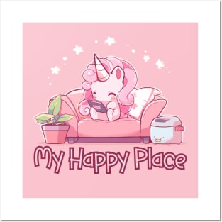 Unicorn My Happy Place Posters and Art